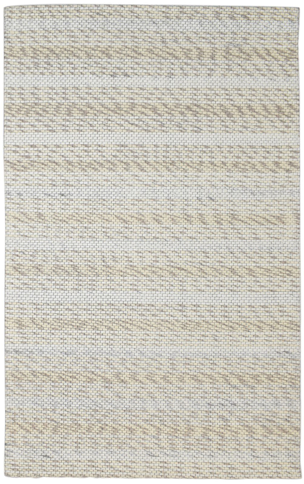 Beige Wool Rug 5' X 8' Modern Hand Woven Scandinavian Trellis Room Size Carpet