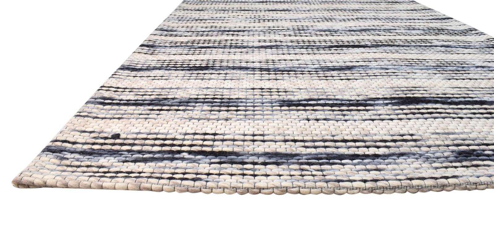 Wool Charcoal Rug 5X8 Modern Hand Woven Scandinavian Striped Room Size Carpet 