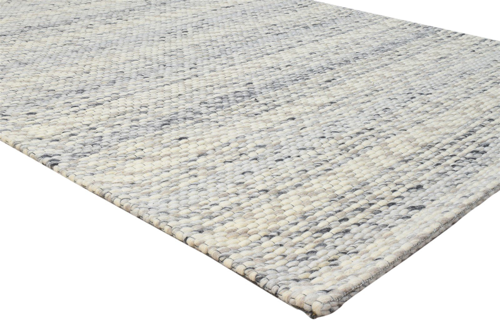 Wool Cream Rug 5' X 8' Modern Hand Woven Scandinavian Striped Room Size Carpet 