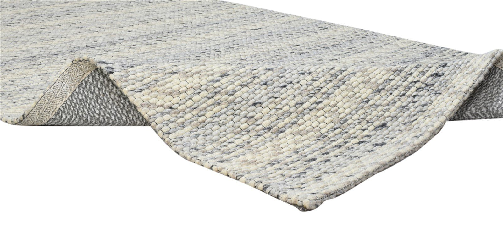 Wool Cream Rug 5' X 8' Modern Hand Woven Scandinavian Striped Room Size Carpet 