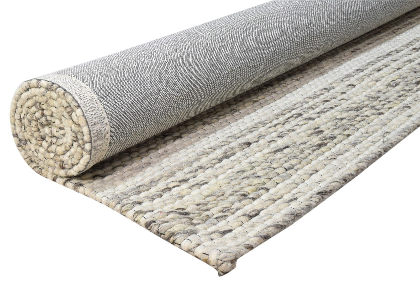 5' X 8' Rug Wool Cream Modern Hand Woven Scandinavian Striped Room Size Carpet 