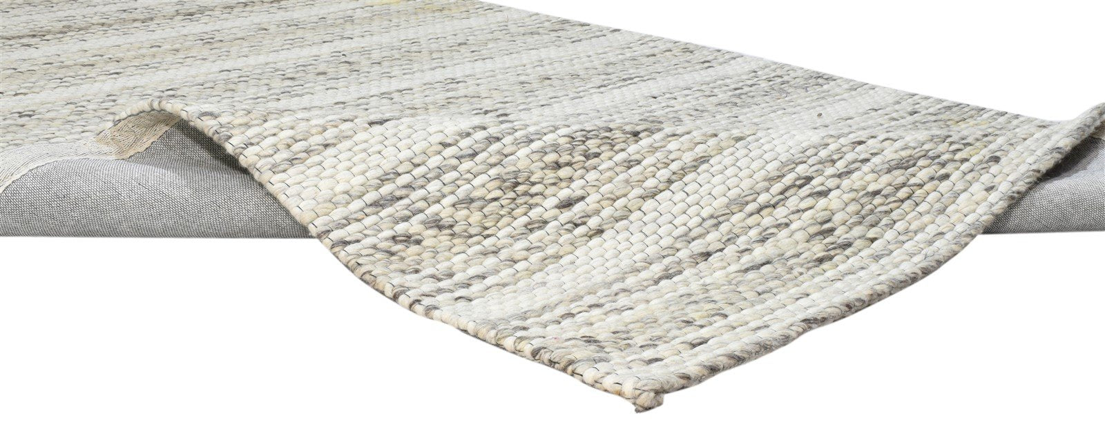 5' X 8' Rug Wool Cream Modern Hand Woven Scandinavian Striped Room Size Carpet 