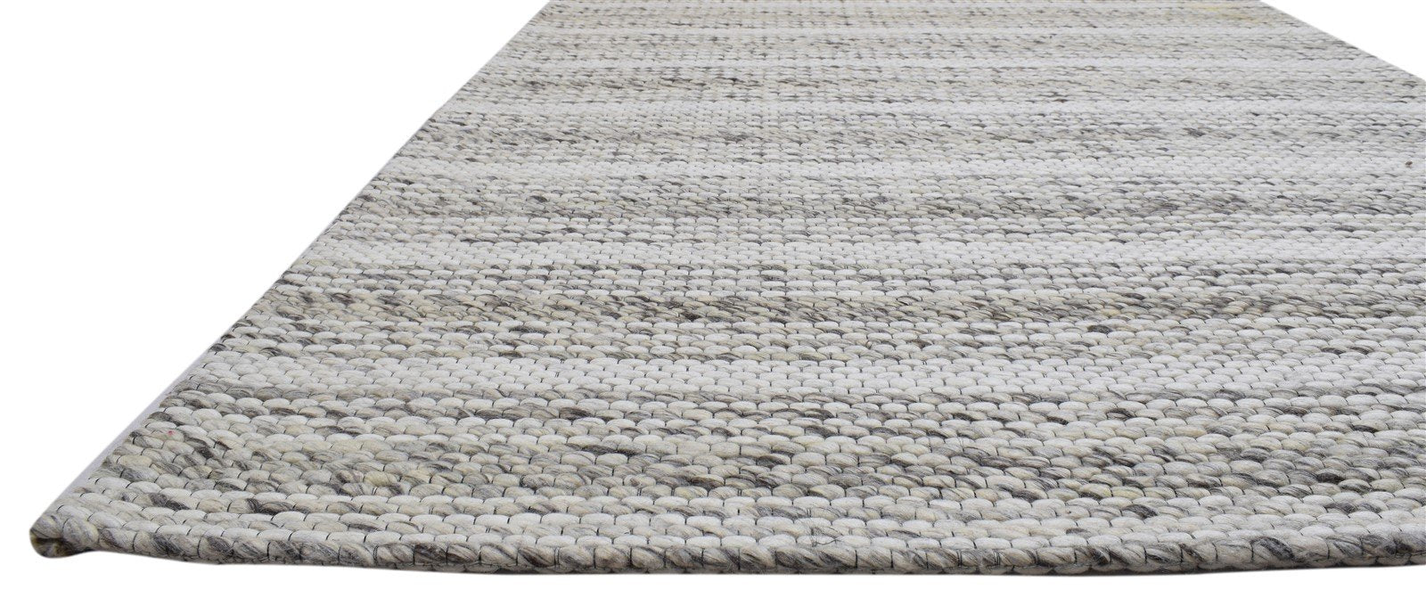 5' X 8' Rug Wool Cream Modern Hand Woven Scandinavian Striped Room Size Carpet