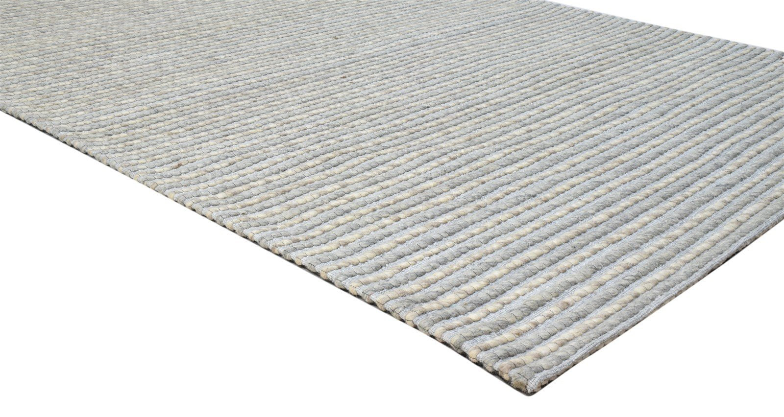 Hand Woven Grey Wool Rug 5' X 8' Modern Scandinavian Striped Room Size Carpet 