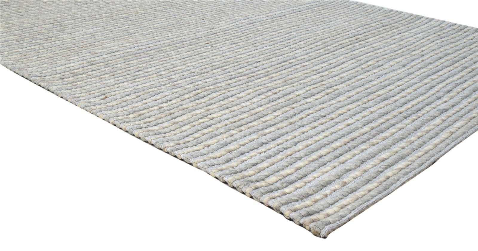 Hand Woven Grey Wool Rug 5' X 8' Modern Scandinavian Striped Room Size Carpet 