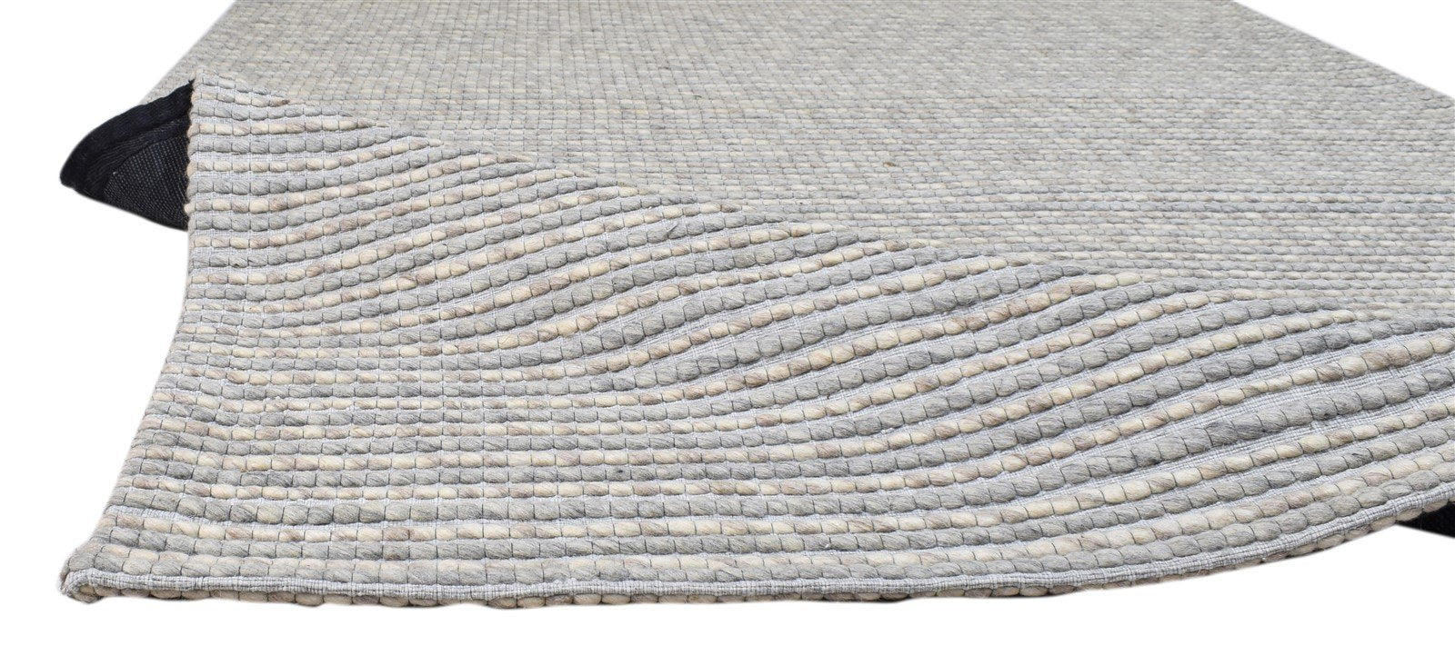 Hand Woven Grey Wool Rug 5' X 8' Modern Scandinavian Striped Room Size Carpet 