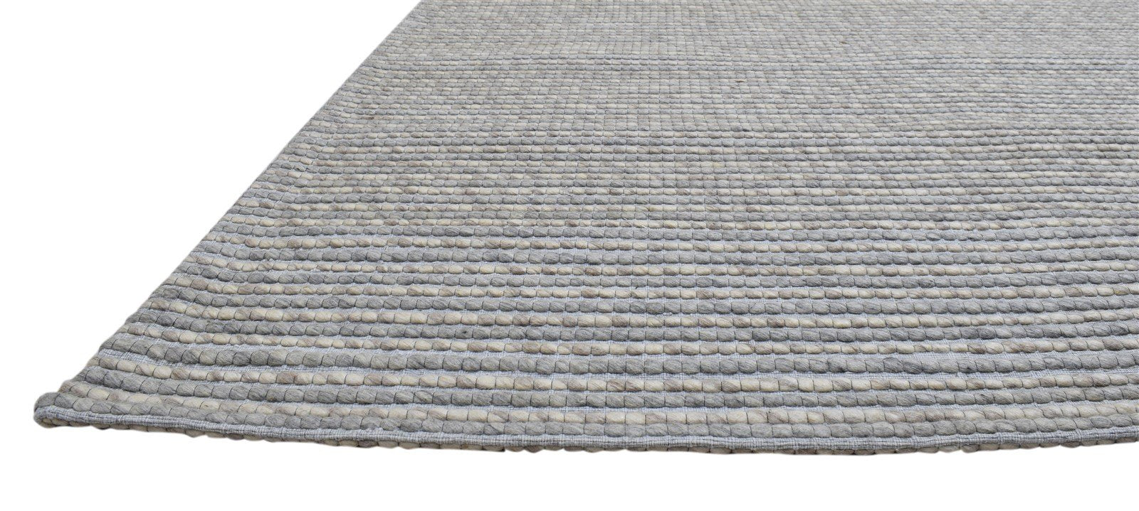 Hand Woven Grey Wool Rug 5' X 8' Modern Scandinavian Striped Room Size Carpet