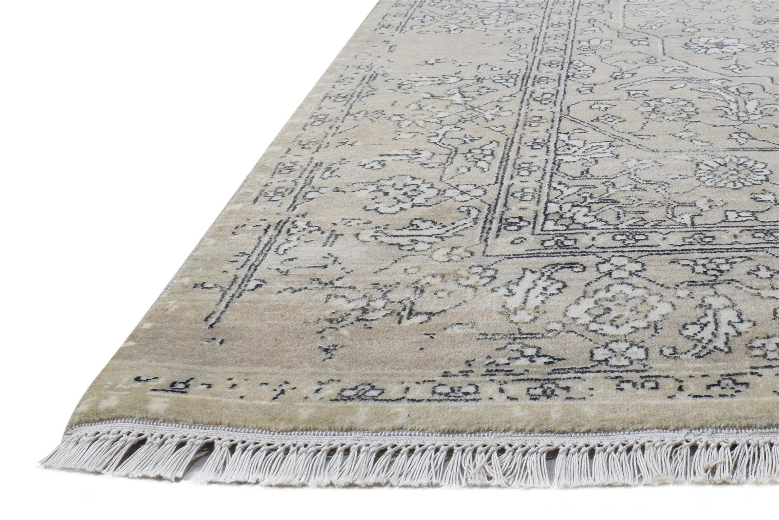 6X10 Rug Wool / Silk Beige Modern Hand Knotted Oriental Abstract Large Carpet   7864605048981