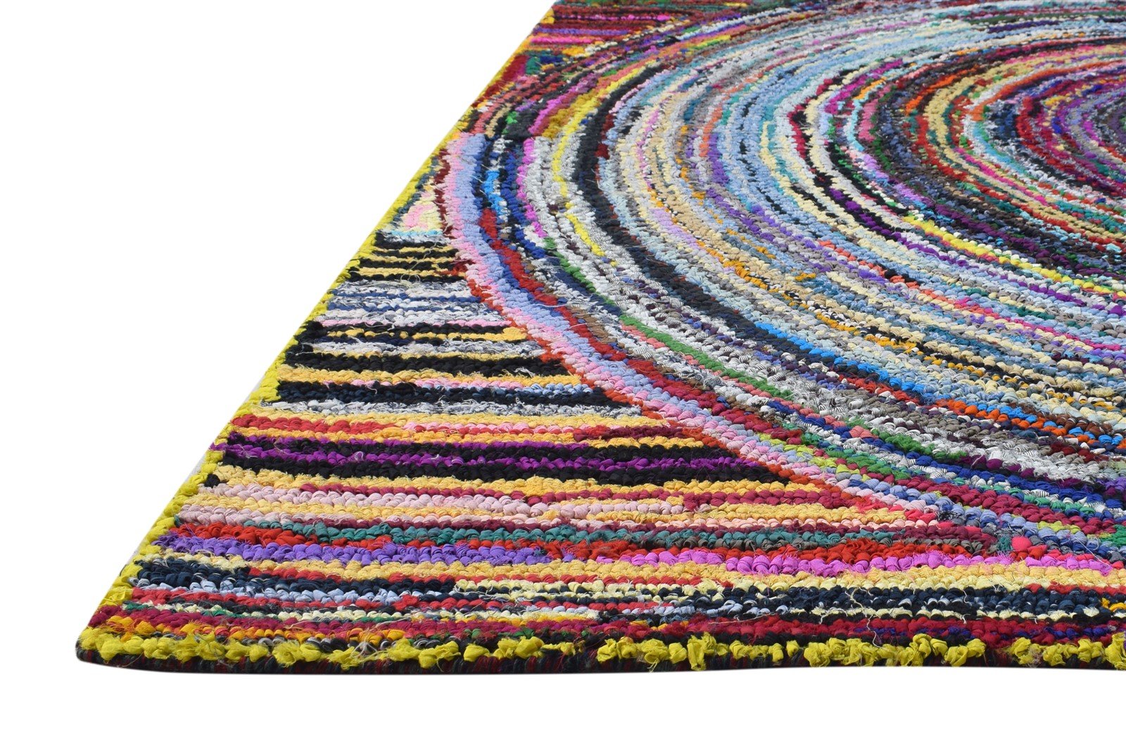 6X6 Rug Cotton Polyester Colorful Modern Hand Tufted Bohemian Circles Large   7865131860117