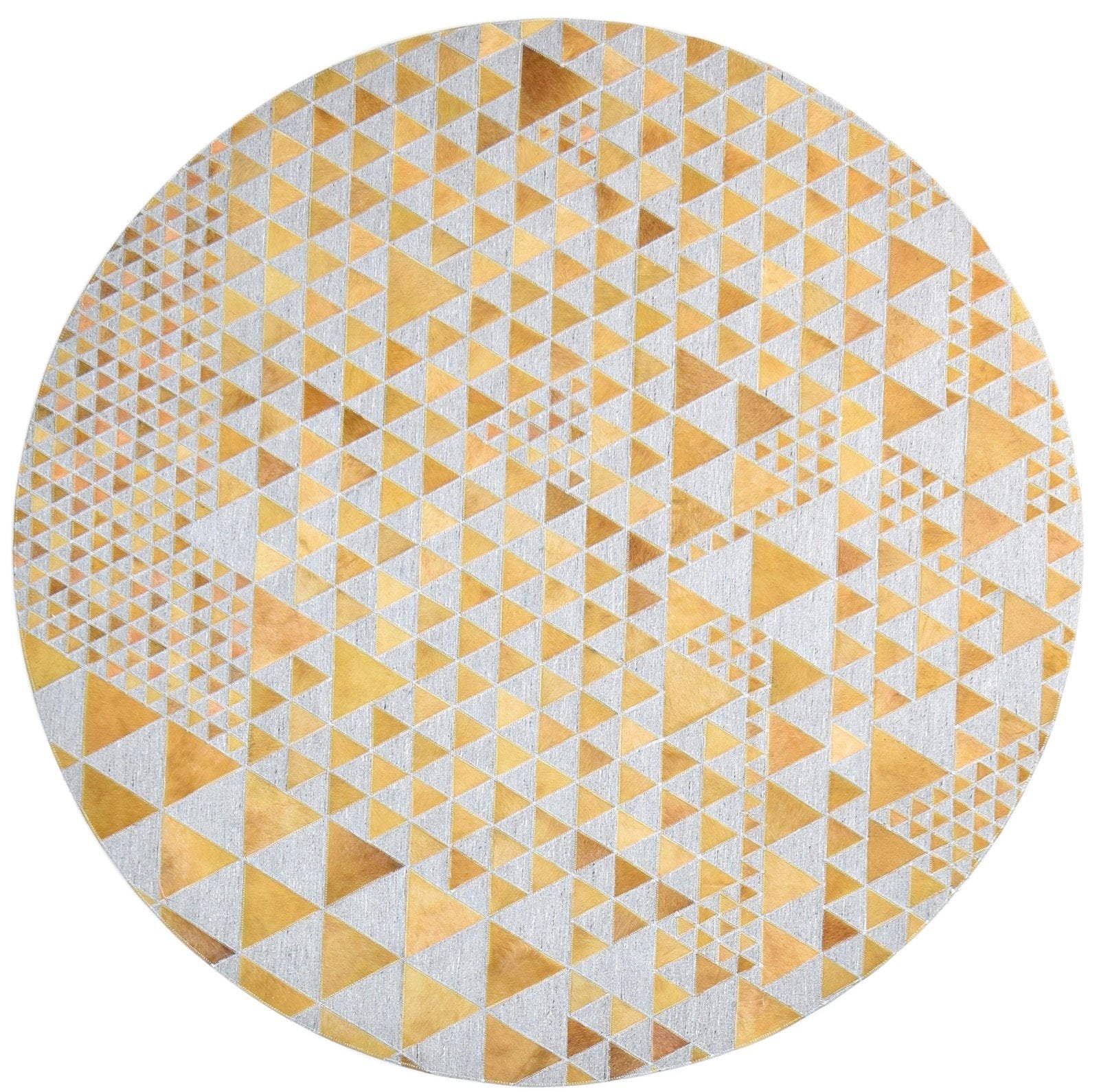 6X6 Rug Leather / Cotton Gold Modern Hand Woven Scandinavian Triangles Room Size   7864944623765