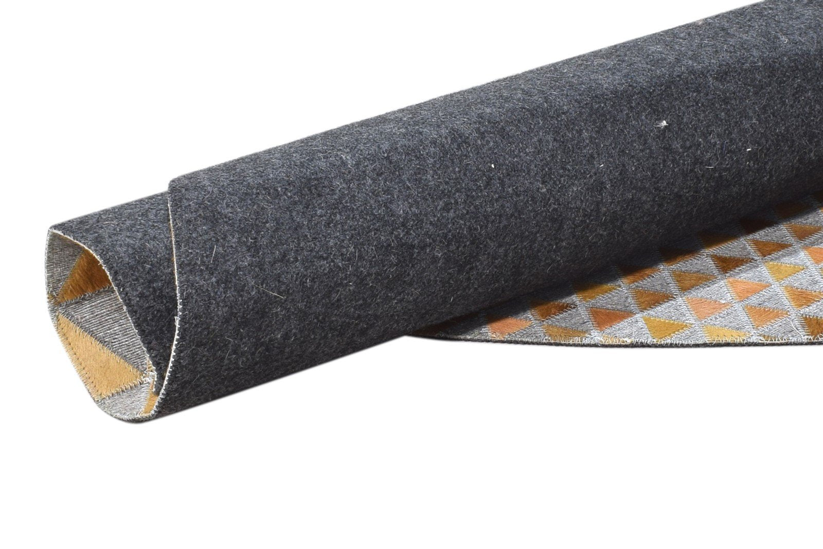 6X6 Rug Leather / Cotton Gold Modern Hand Woven Scandinavian Triangles Room Size   7864944623765