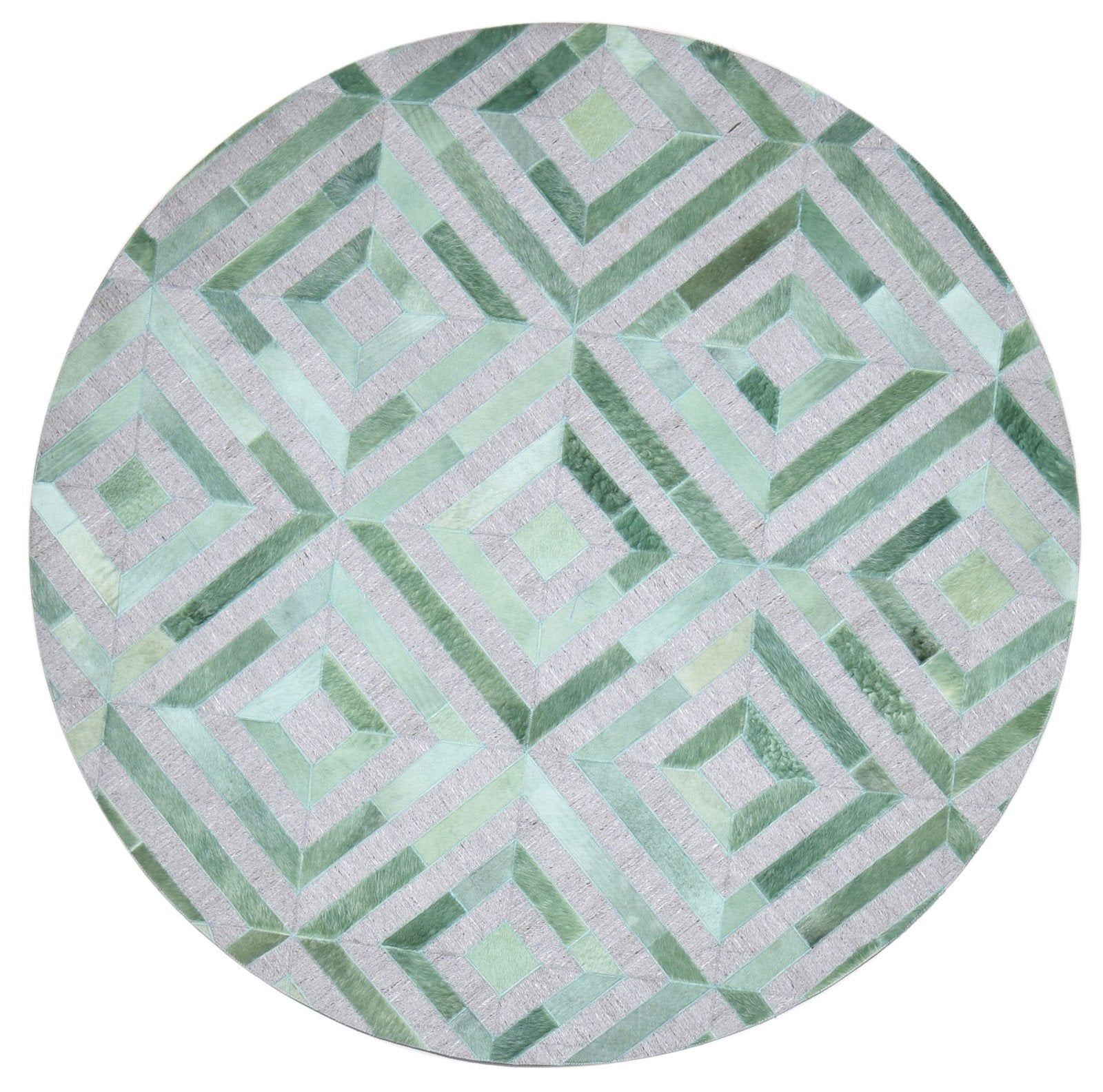 6X6 Rug Leather / Cotton Green Modern Hand Woven Moroccan Diamond Room Size   7864863752341