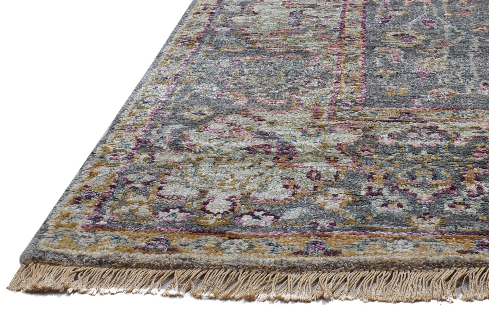 6X8 Rug Silk Dark Grey Persian Hand Knotted Bohemian Oriental Room Size Carpet   7864099078293
