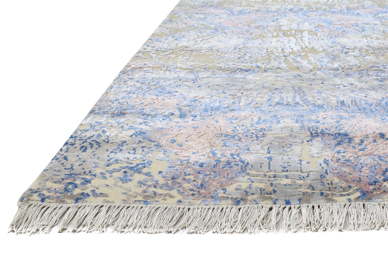 6X8 Rug Wool / Silk Blue Modern Hand Knotted Bohemian Abstract Room Size Carpet   7864426922133