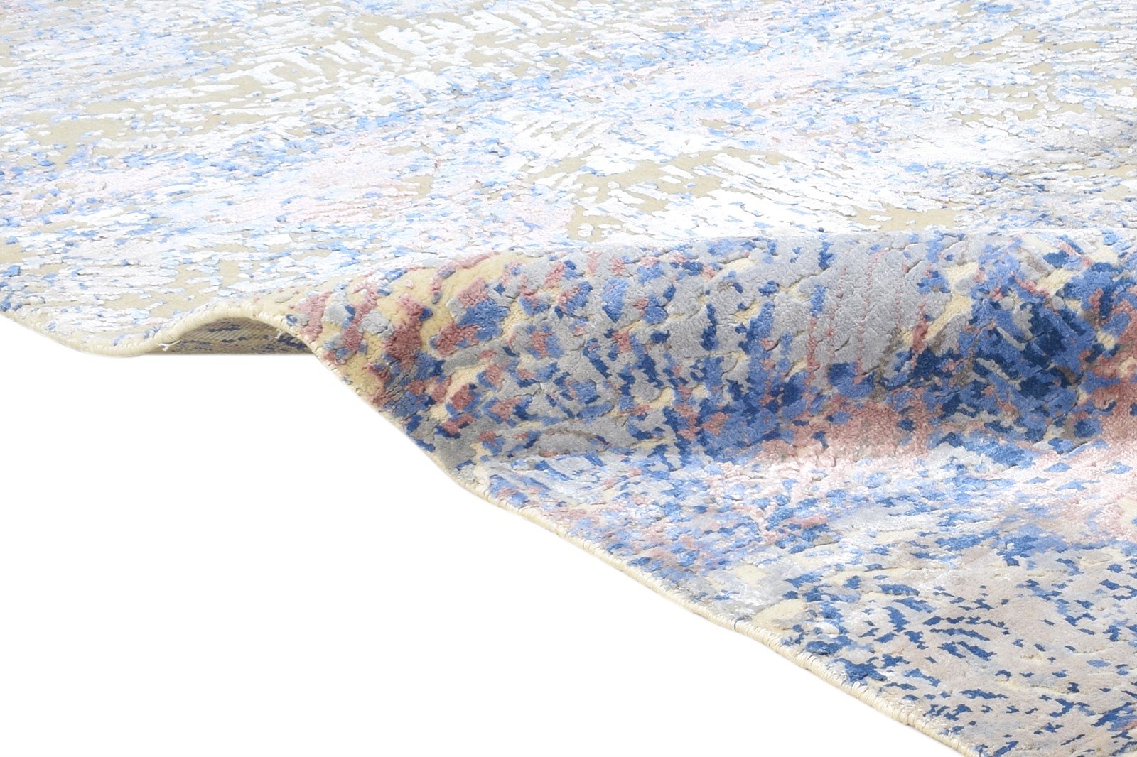 Lilias 6X8 Rug Wool / Silk Blue Modern Hand Knotted Bohemian Abstract   7864426922133