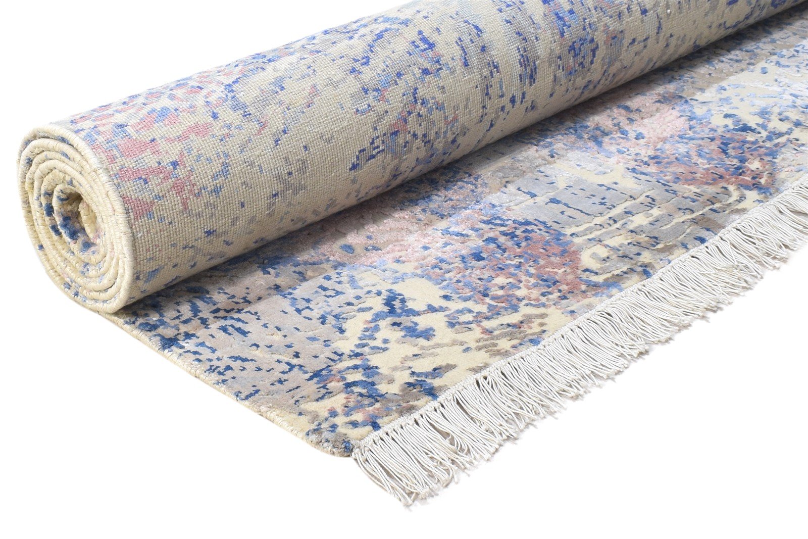 Lilias 6X8 Rug Wool / Silk Blue Modern Hand Knotted Bohemian Abstract   7864426922133
