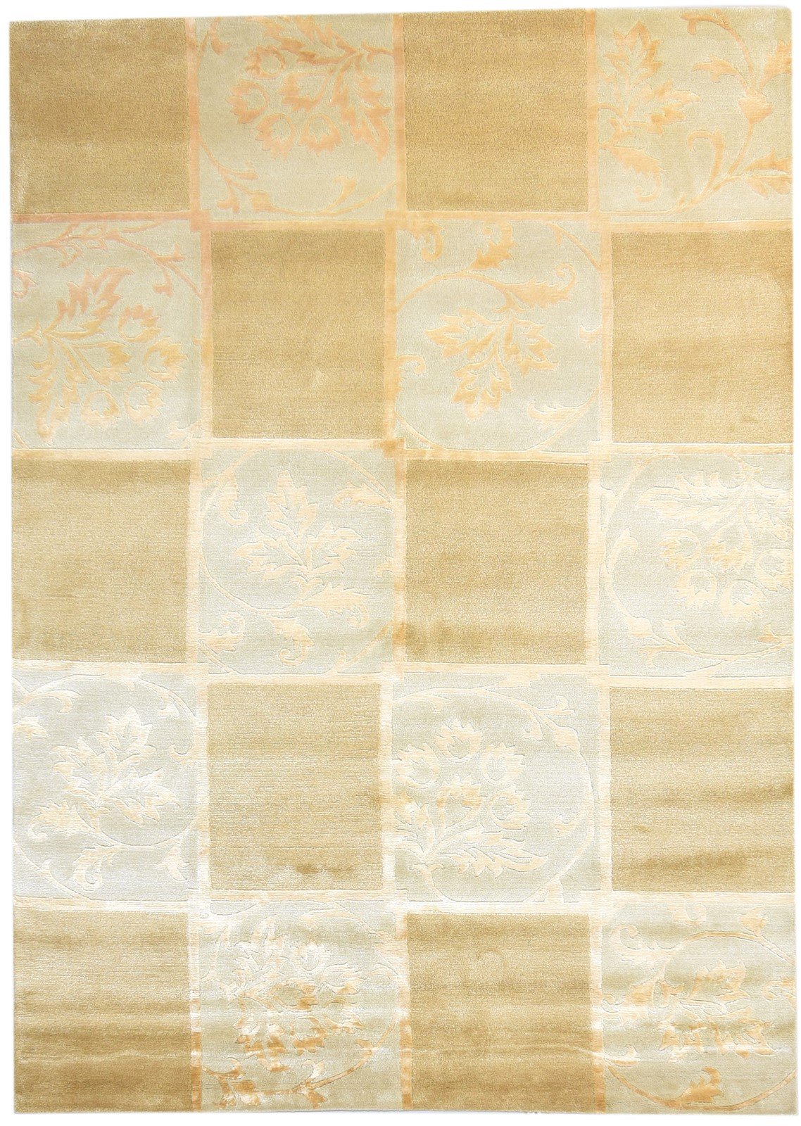 6X8 Rug Wool / Silk Brown Modern Hand Knotted Scandinavian Geometric Room Size   7865096732821
