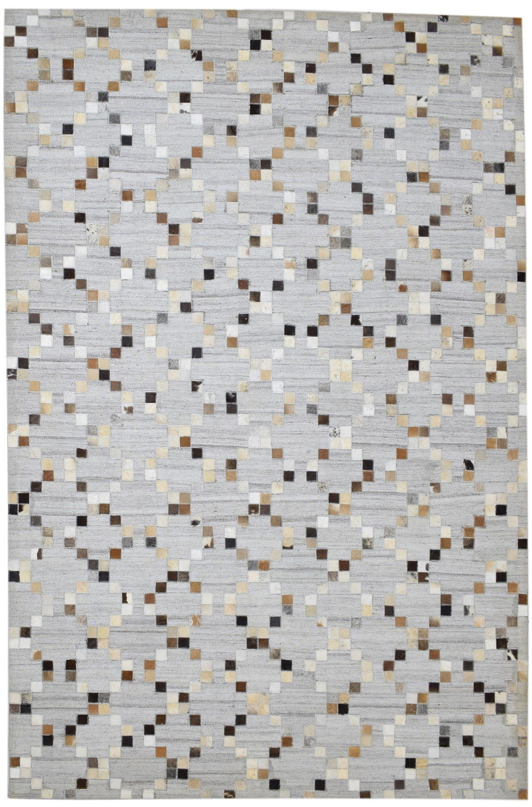 6X9 Rug Leather / Cotton Grey Modern Hand Woven Moroccan Trellis Room Size   7860682424469