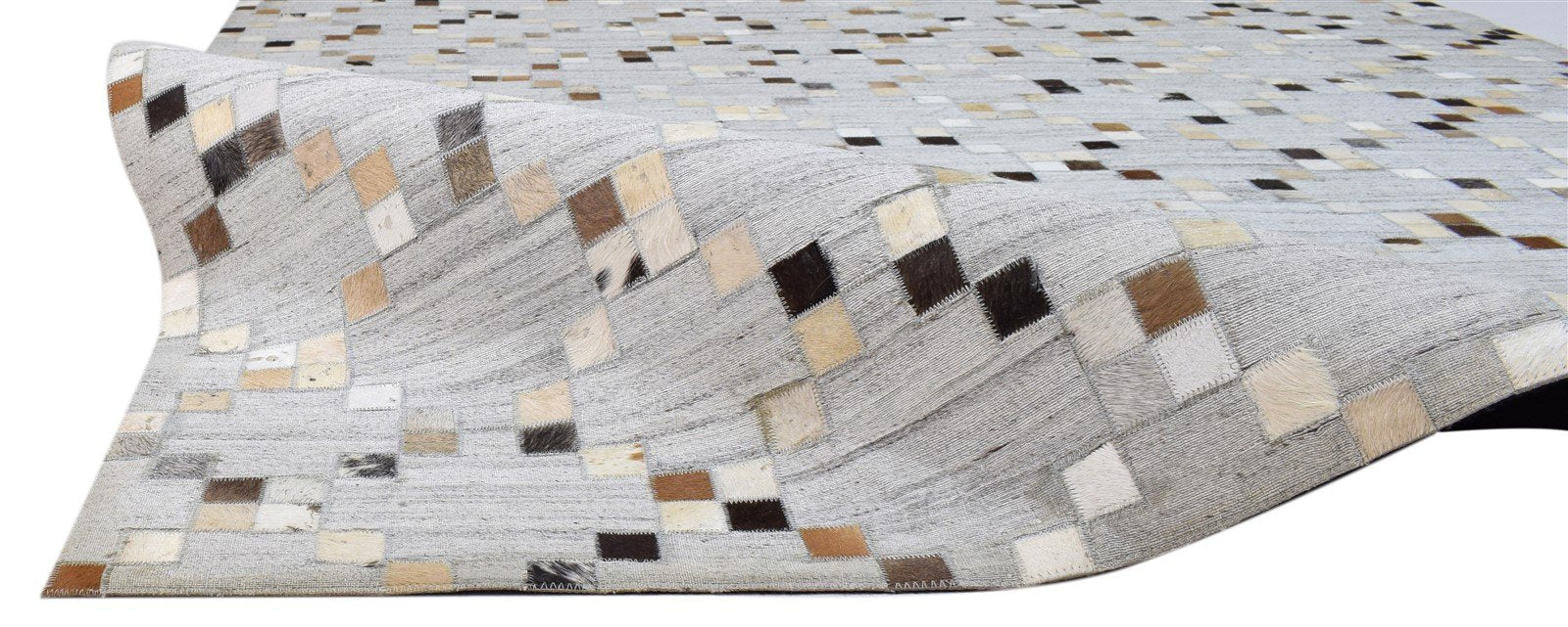 6X9 Rug Leather / Cotton Grey Modern Hand Woven Moroccan Trellis Room Size   7860682424469