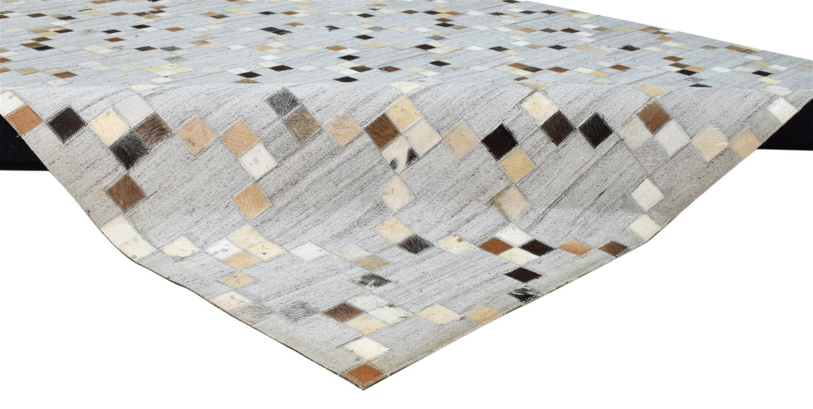 6X9 Rug Leather / Cotton Grey Modern Hand Woven Moroccan Trellis Room Size   7860682424469