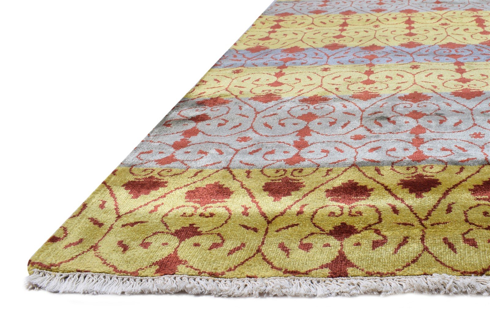 6X9 Rug Rayon From Bamboo Gold Modern Hand Knotted Moroccan Abstract Room Size   7865107284117