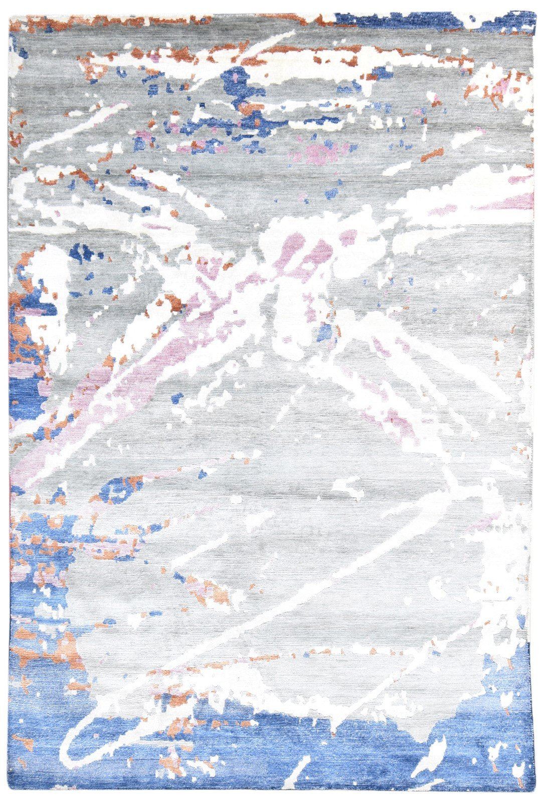 6X9 Rug Rayon From Bamboo Grey Modern Hand Knotted French Abstract Room Size   7864999116949