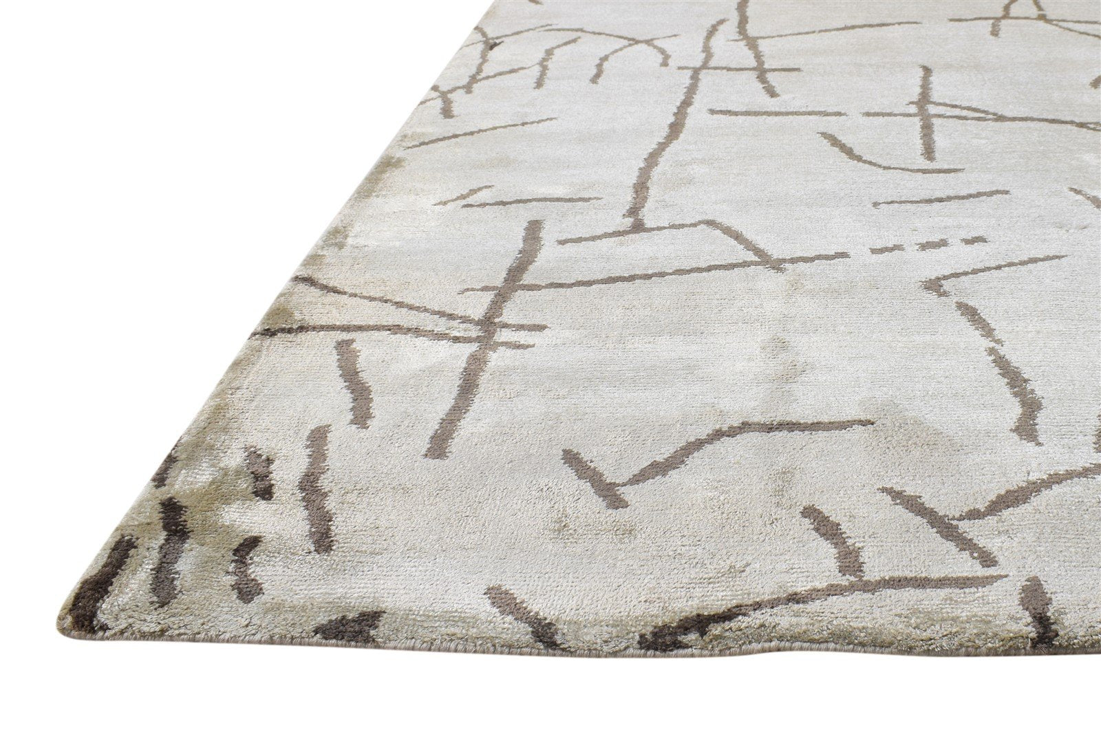 6X9 Rug Silk Cream Modern Hand Knotted Scandinavian Abstract Room Size Carpet   7865066684565