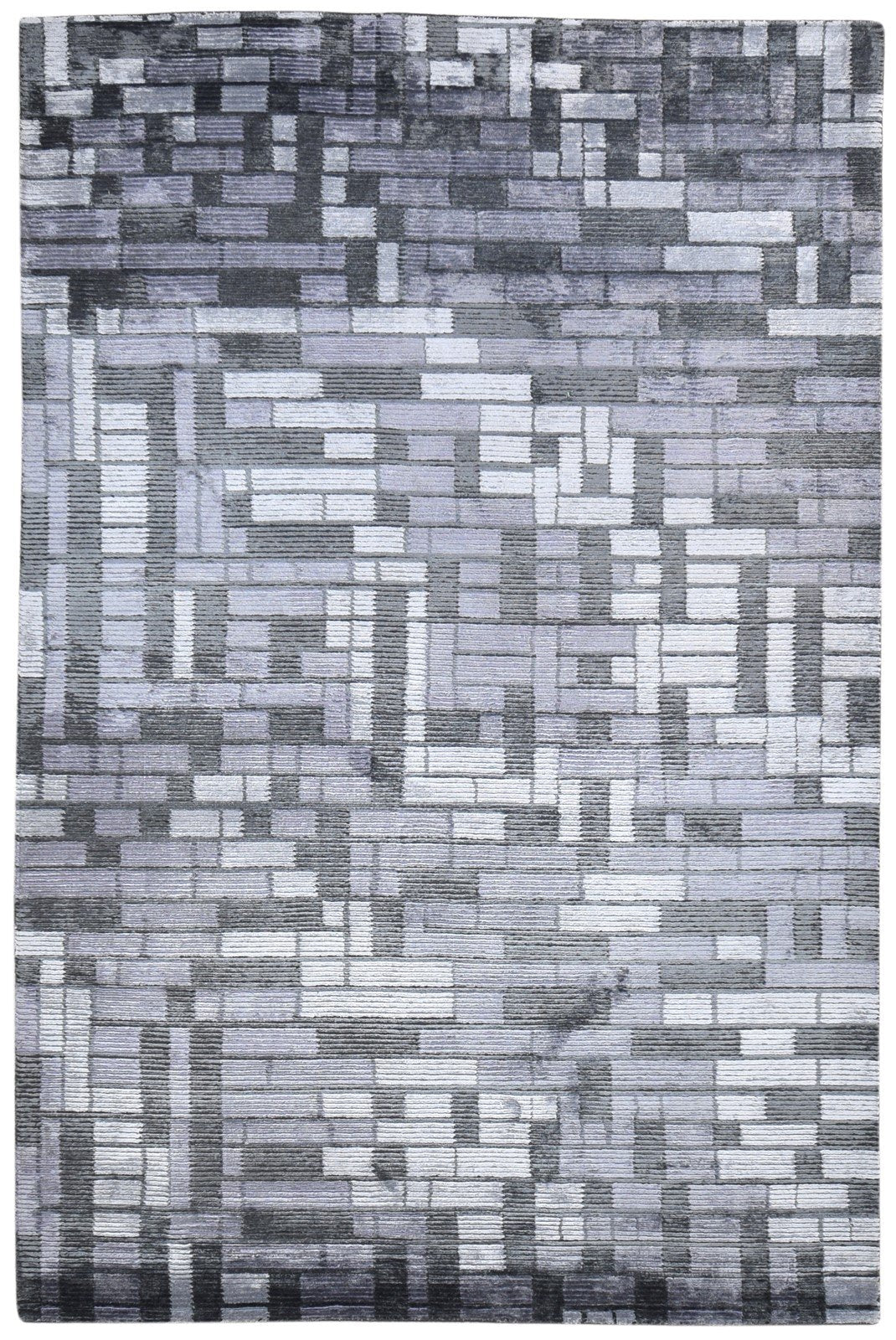6X9 Rug Silk Grey Modern Hand Knotted Scandinavian Geometric Room Size Carpet   7865067503765