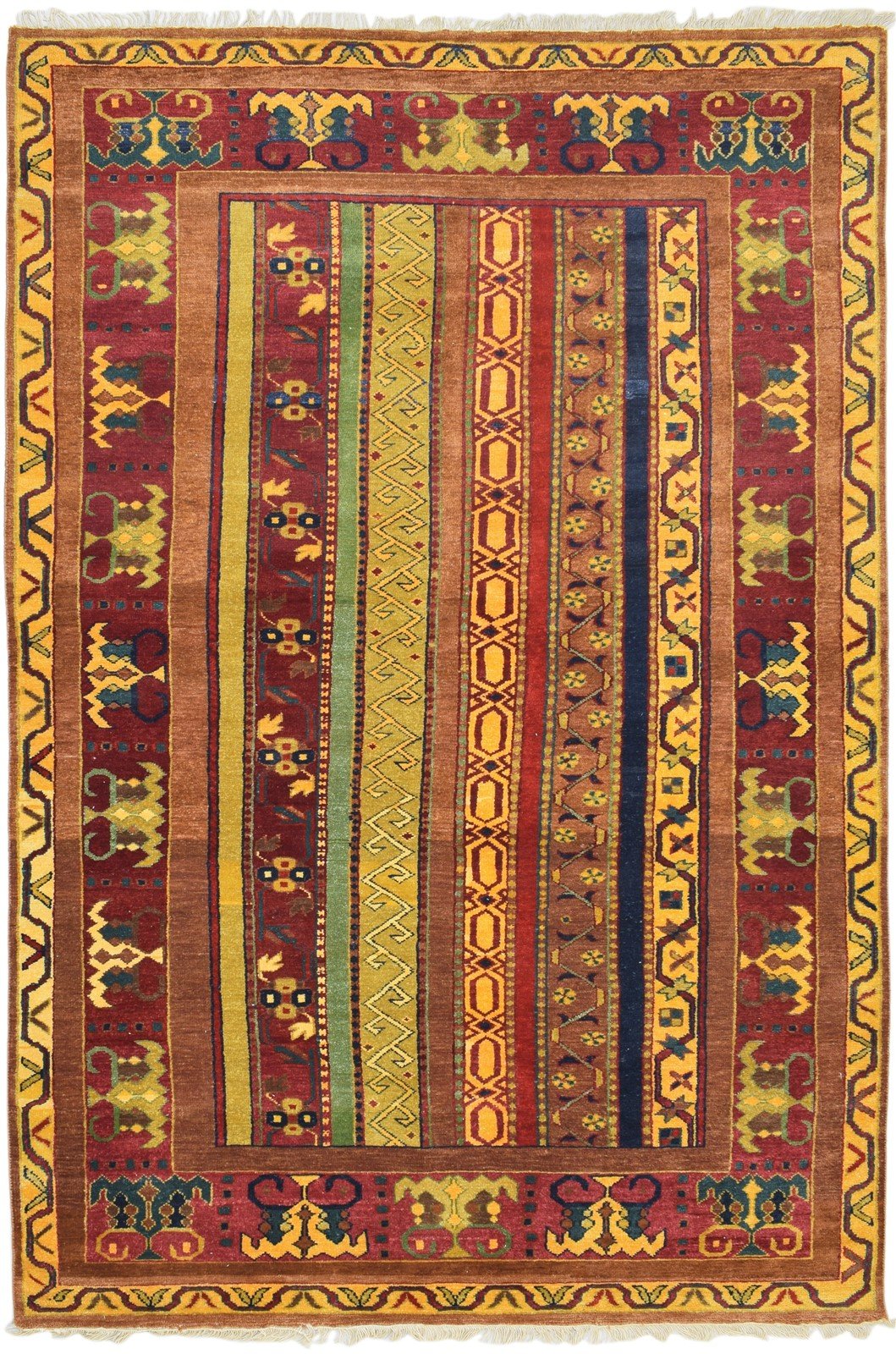 6X9 Rug Wool Multi Color Persian Hand Knotted Turkish Striped Room Size Carpet   7860676100245