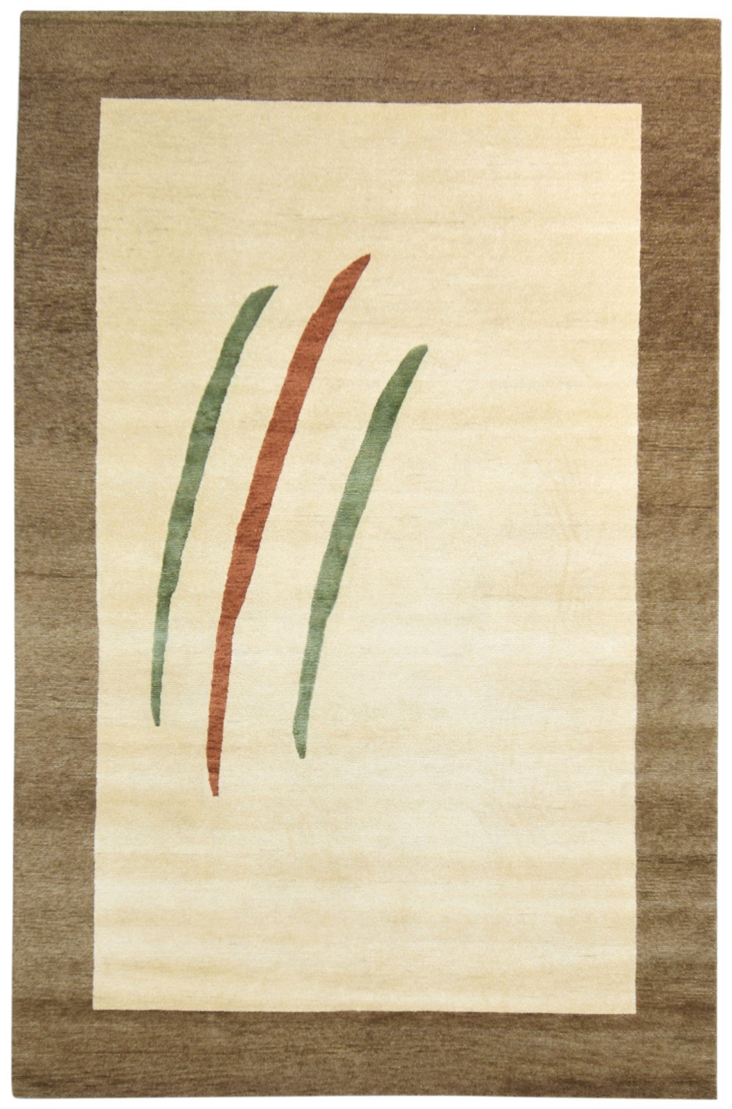 6X9 Rug Wool / Silk Beige Modern Hand Knotted Scandinavian Abstract Room Size   7865095585941