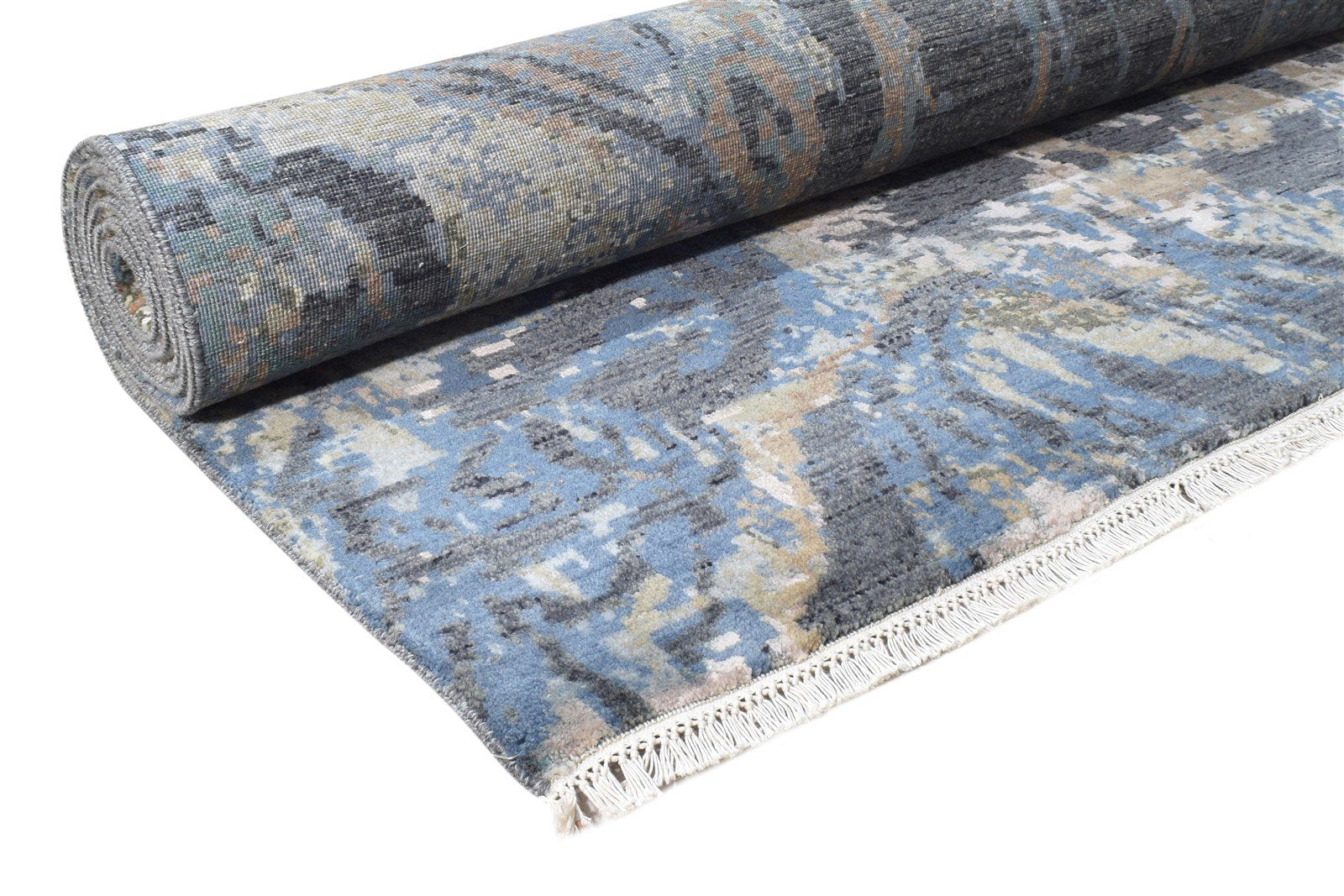 6X9 Rug Wool / Silk Charcoal Modern Hand Knotted American Abstract Room Size   7864618385557