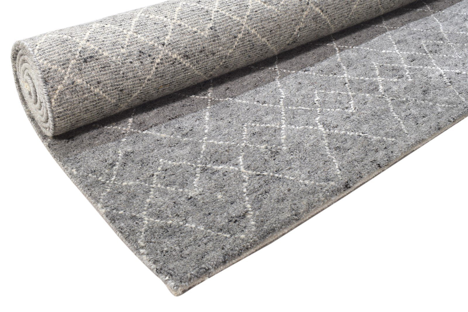 6X9 Rug Wool / Silk Dark Grey Modern Hand Knotted Moroccan Trellis Room Size   7864154587285