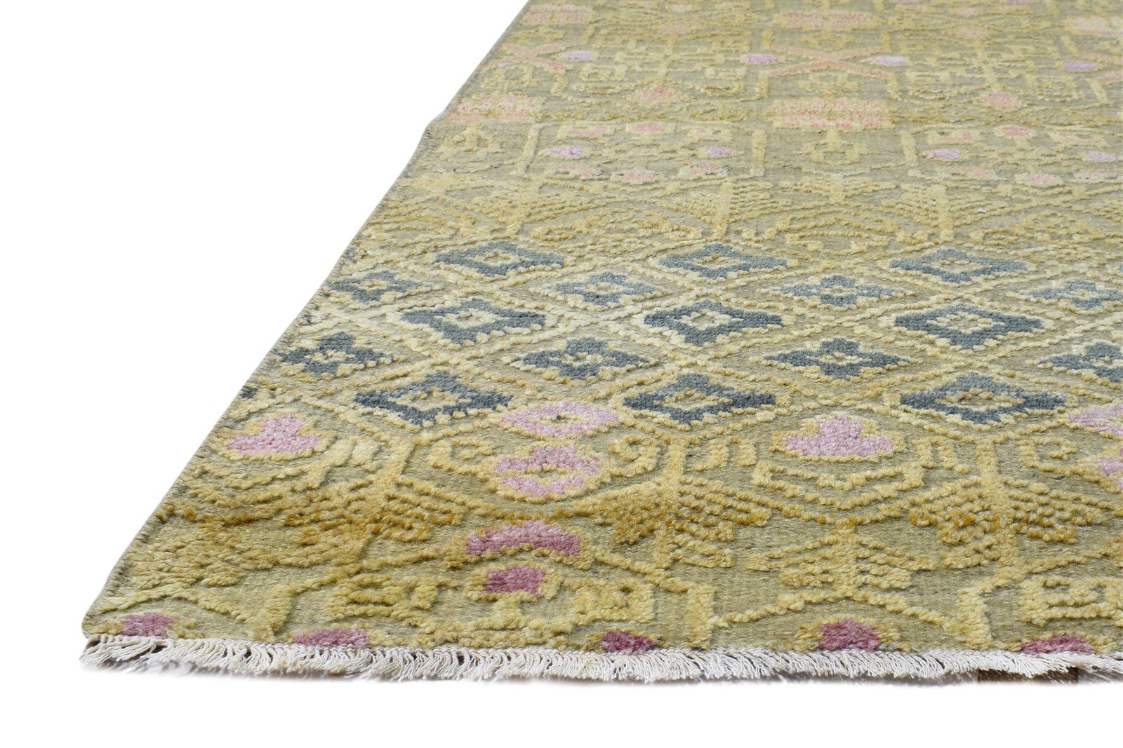 6X9 Rug Wool Silk Green Modern Hand Knotted Scandinavian Nordic Room Size   7865178128533