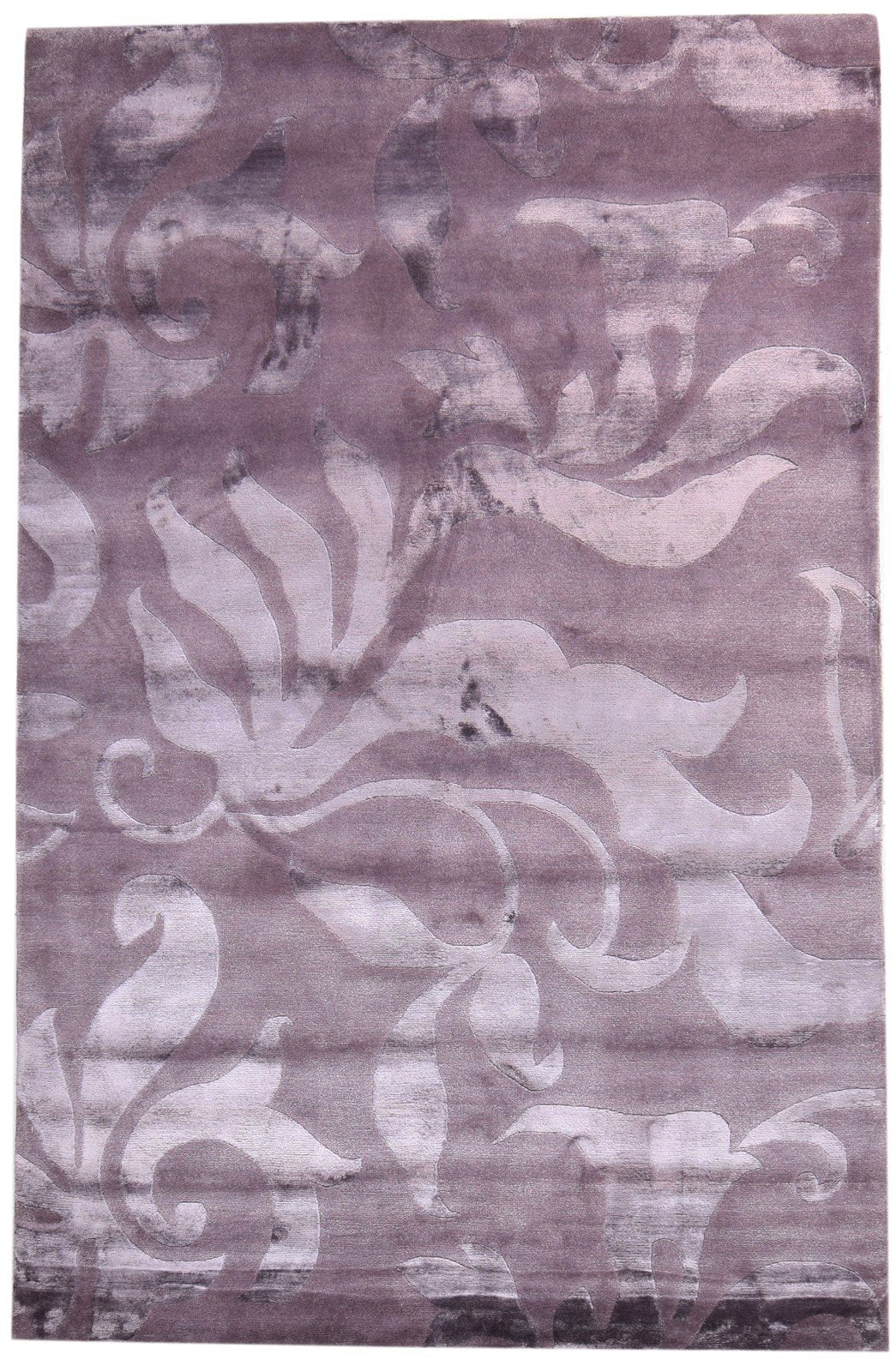 6X9 Rug Wool / Silk Purple Modern Hand Knotted French Floral Room Size Carpet   7865095749781