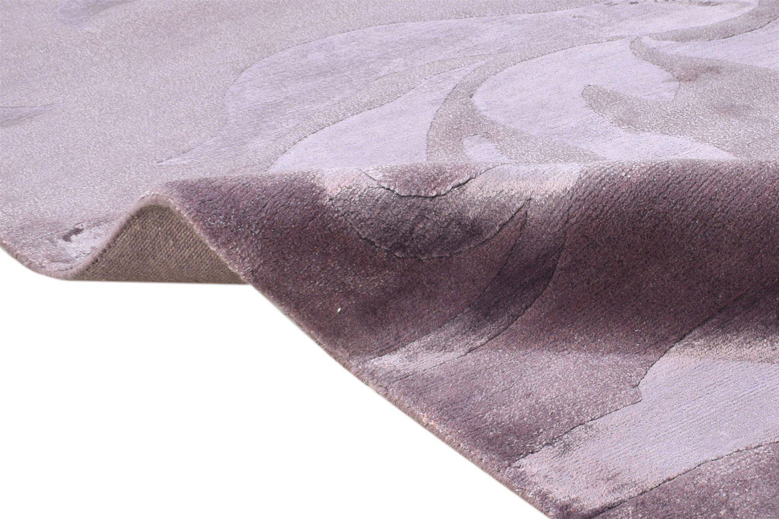 6X9 Rug Wool / Silk Purple Modern Hand Knotted French Floral Room Size Carpet   7865095749781