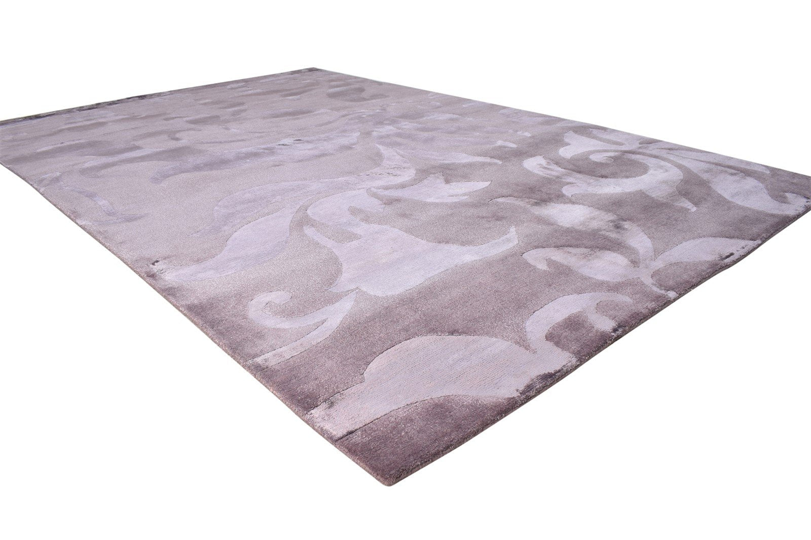 6X9 Rug Wool / Silk Purple Modern Hand Knotted French Floral Room Size Carpet   7865095749781