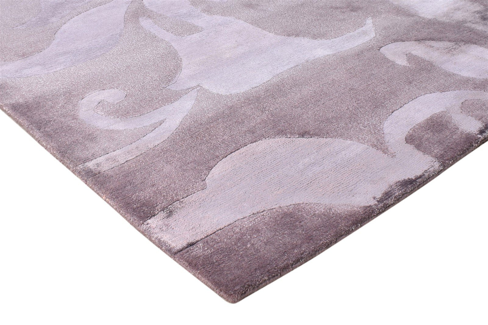 6X9 Rug Wool / Silk Purple Modern Hand Knotted French Floral Room Size Carpet   7865095749781