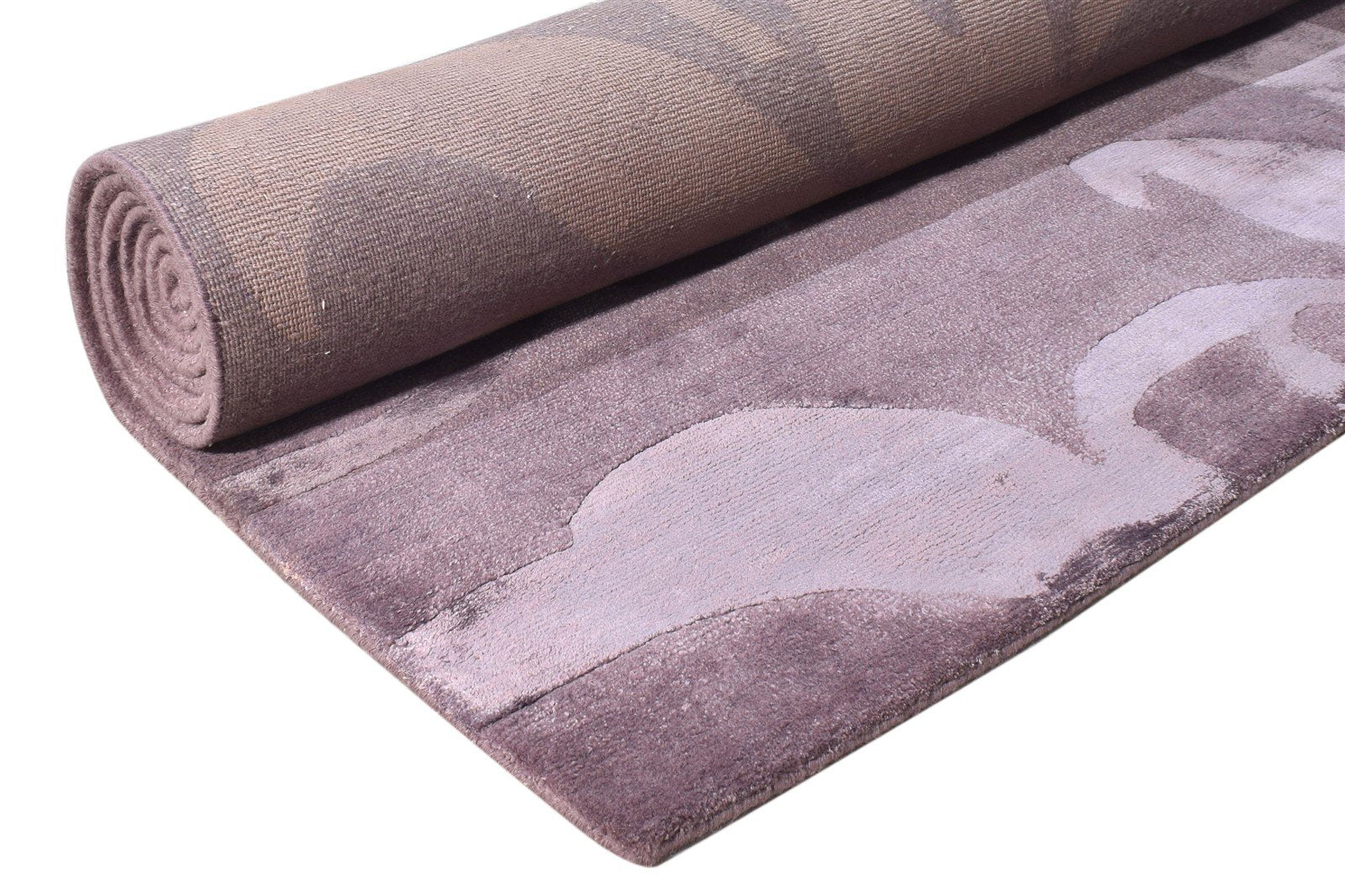 6X9 Rug Wool / Silk Purple Modern Hand Knotted French Floral Room Size Carpet   7865095749781