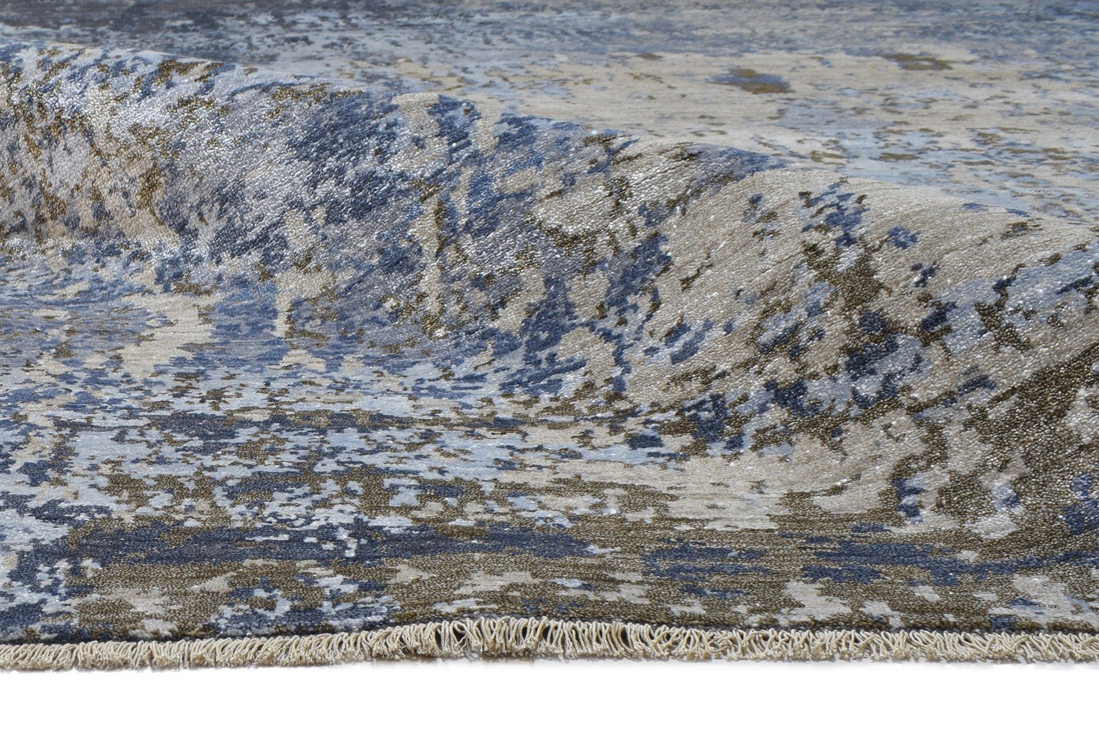 7' X 10' Rug Silk Blue Modern Hand Knotted Indian Abstract Large Carpet   7864325734549
