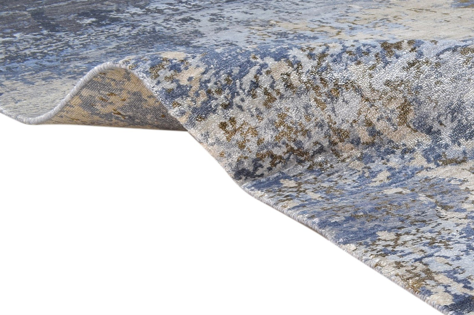 7' X 10' Rug Silk Blue Modern Hand Knotted Indian Abstract Large Carpet   7864325734549