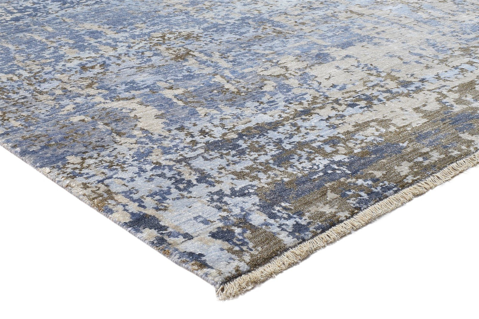 7' X 10' Rug Silk Blue Modern Hand Knotted Indian Abstract Large Carpet   7864325734549