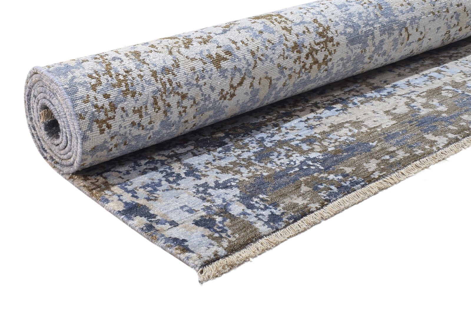 7' X 10' Rug Silk Blue Modern Hand Knotted Indian Abstract Large Carpet   7864325734549