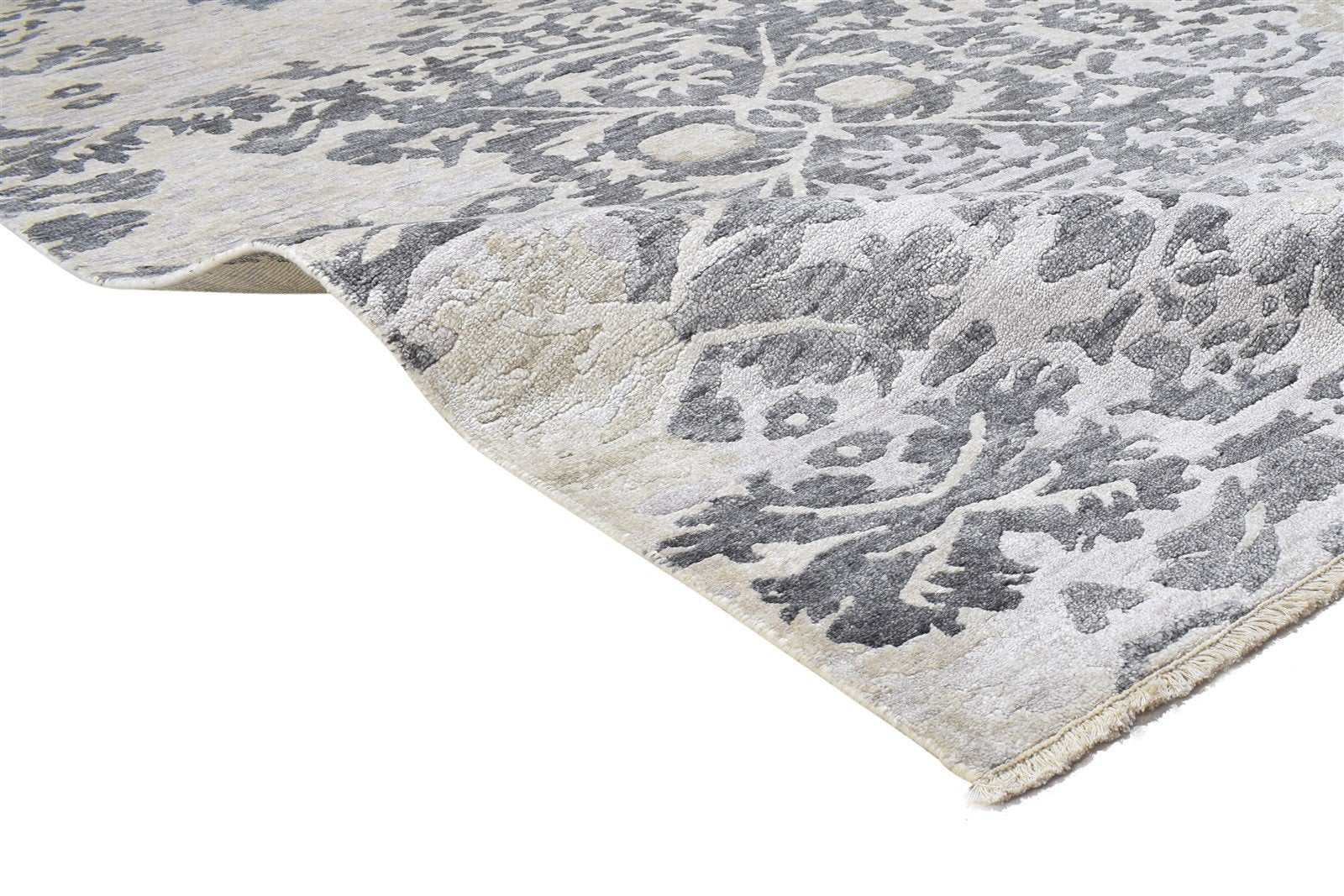 7' X 10' Rug Silk Grey Persian Hand Knotted Mughal Abstract Large Carpet   7864192368789