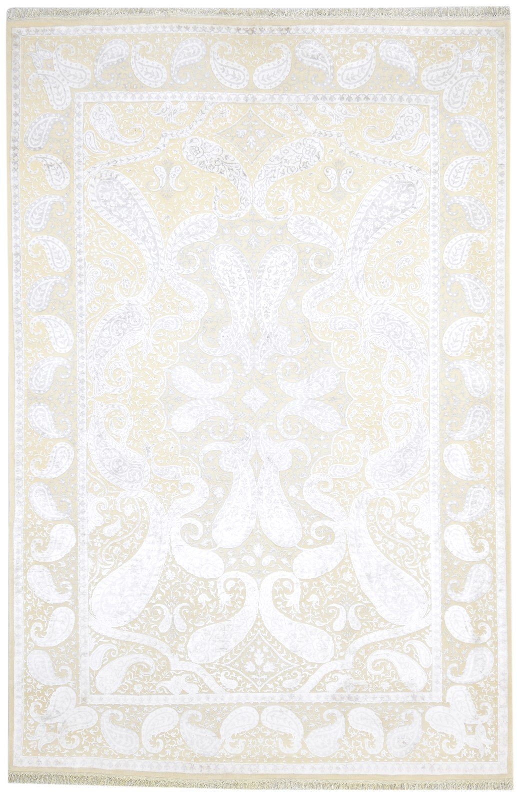 7' X 10' Rug Wool / Silk Sand Persian Hand Knotted Mughal Floral Large Carpet   7864909693077