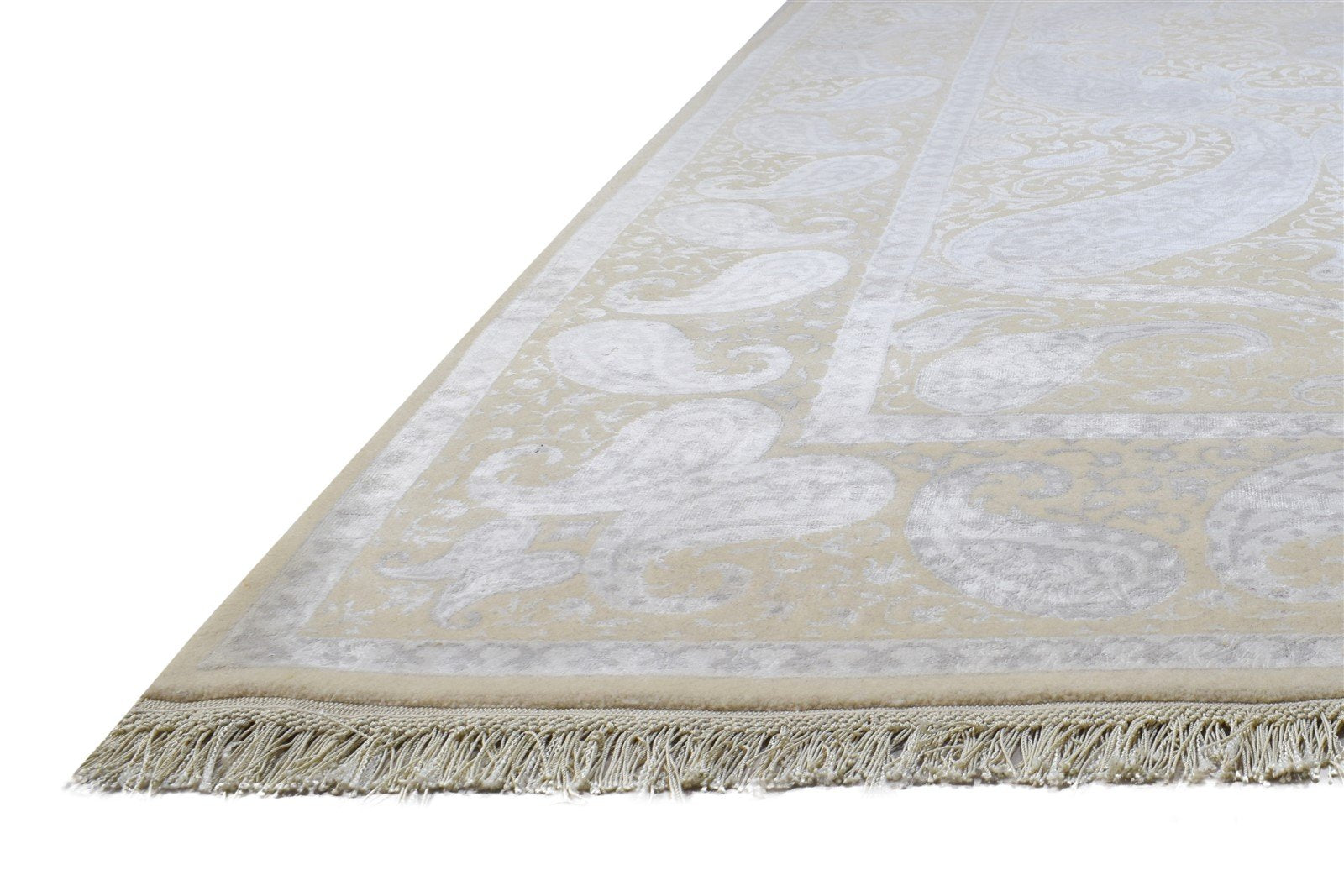 7' X 10' Rug Wool / Silk Sand Persian Hand Knotted Mughal Floral Large Carpet   7864909693077