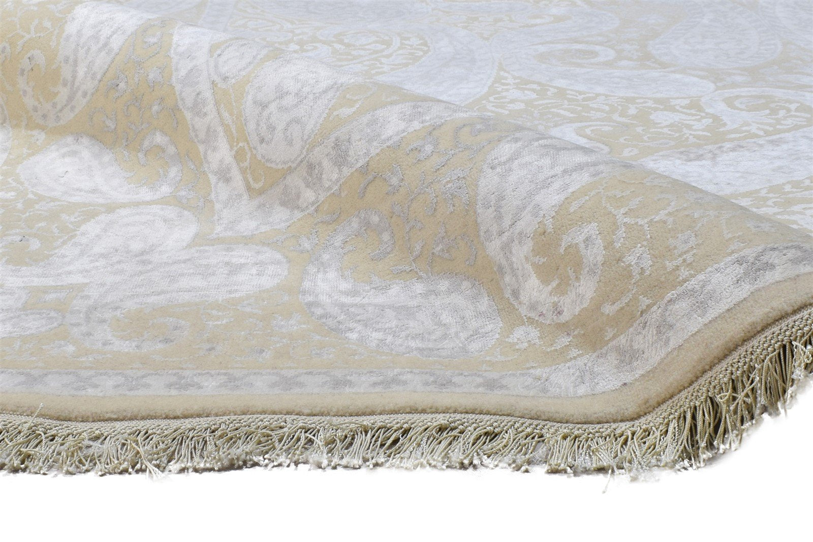 7' X 10' Rug Wool / Silk Sand Persian Hand Knotted Mughal Floral Large Carpet   7864909693077