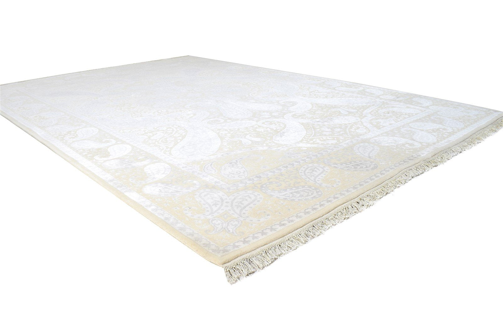 7' X 10' Rug Wool / Silk Sand Persian Hand Knotted Mughal Floral Large Carpet   7864909693077