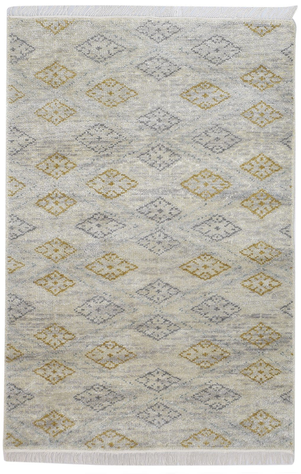 7' X 6' Rug Wool Grey Modern Hand Knotted Scandinavian Diamond Large Carpet   7864098324629