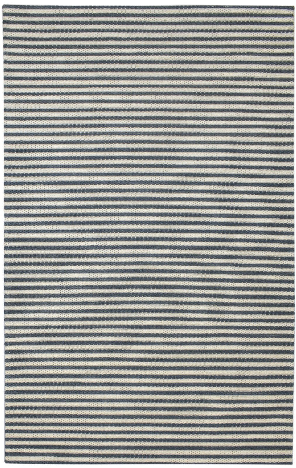 Wool Black Rug 5' X 8' Modern Hand Woven Scandinavian Striped Room Size Carpet