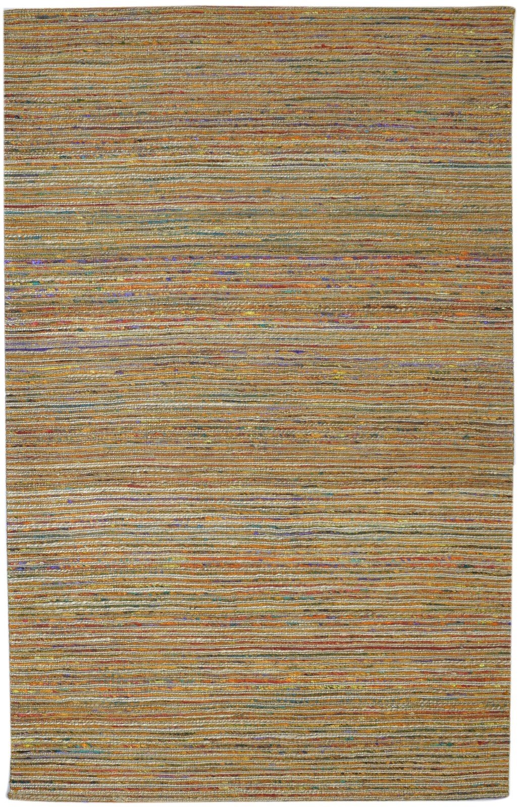 5' X 8' Rug Silk Rust Modern Hand Woven Scandinavian Striped Room Size Carpet